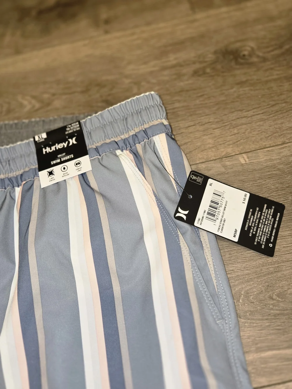 Hurley Men's Blue Striped Swim Trunks